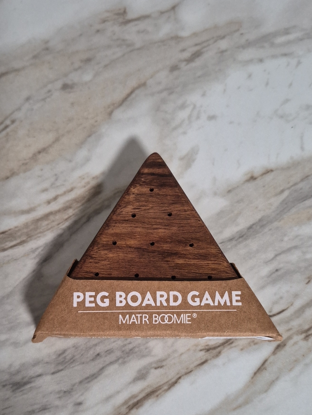 Matr Boomie Brown Wooden Peg Board Game - Triangle Strategy Set